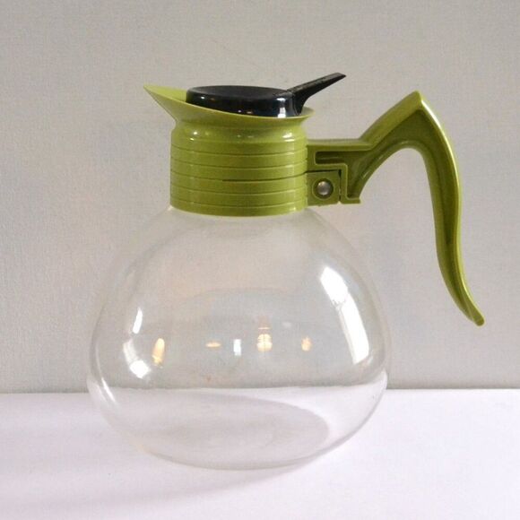 Other - Vintage Clear Glass Avocado Handle Whistling Teapot Retro Kitchen Decor